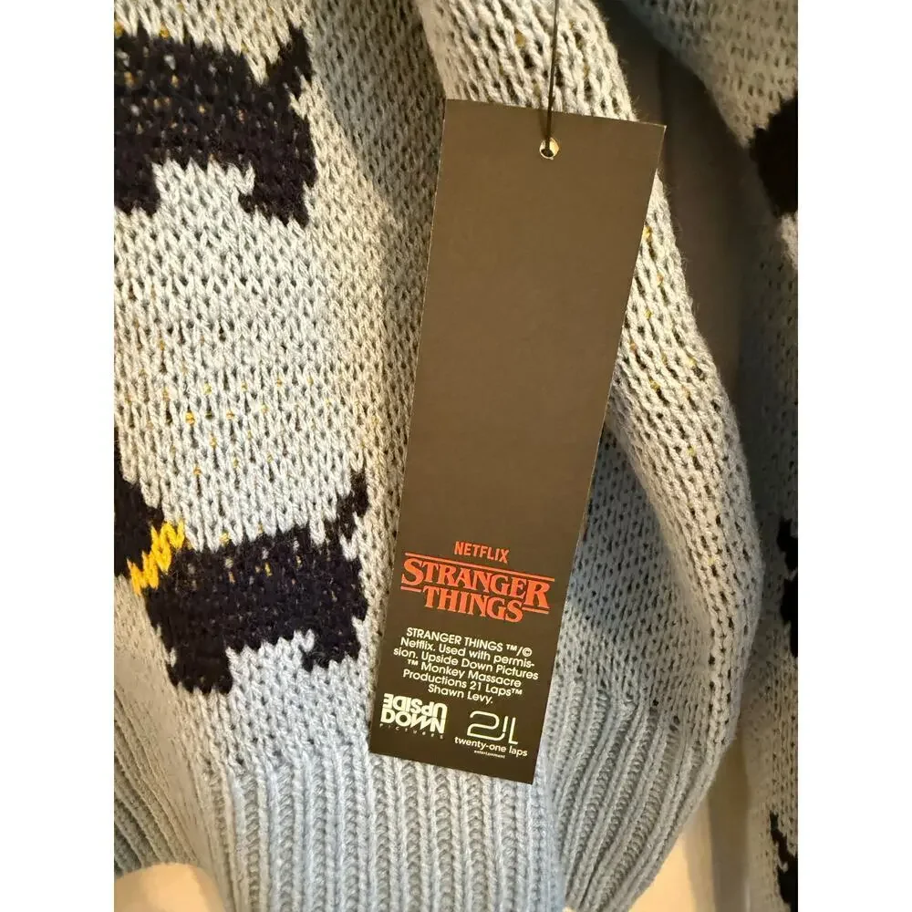 Stranger Things Season 5 Erica Scottie Dog Sweater NWT Size L Blue No Boundaries